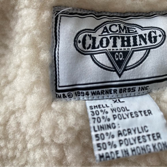 Acme Clothing Looney Tunes vintage plaid sherpa wool blend vest XL - Picture 13 of 13